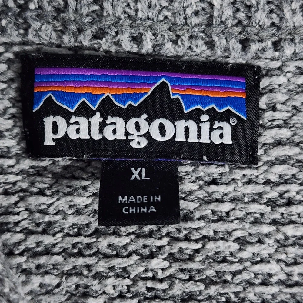 Patagonia Off Country Mock Neck Pullover Sweater Mens XL Gray Recycled Cotton